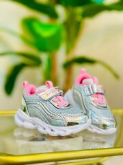 Buckhead Glossy Shiny Işıklı Kız Bebek Spor Ayakkabı Lila/Silver