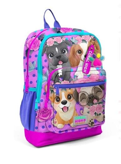 CORAL HIGH Kids Pembe Köpek Desenli Okul Sırt Çantası  Pempe