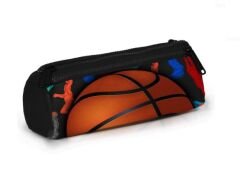 CORAL HIGH Kids Siyah Basketbol Desenli Üç Bölmeli Kalem Çantası  Siyah