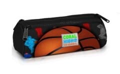 CORAL HIGH Kids Siyah Basketbol Desenli Üç Bölmeli Kalem Çantası  Siyah