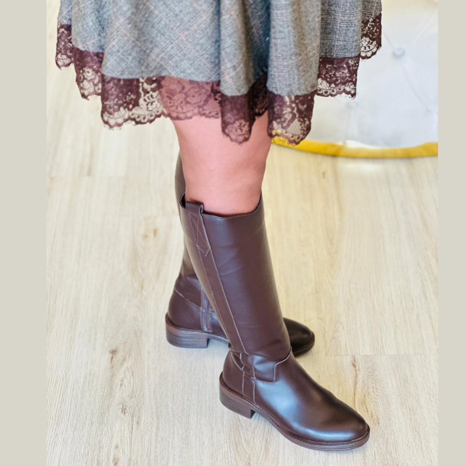 Angel %100 Hakiki Deri Çizme Acı Kahve - 38