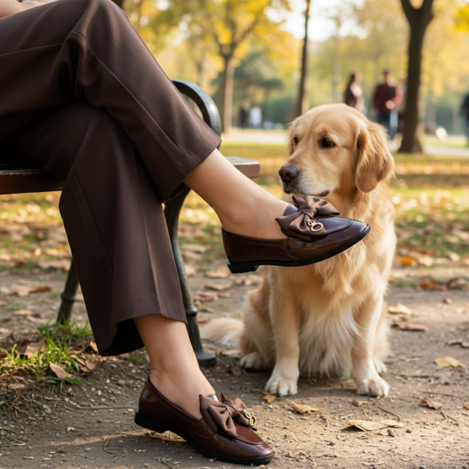 Aura Kumaş Fiyonklu Deri Görünümünde Kadın Loafer