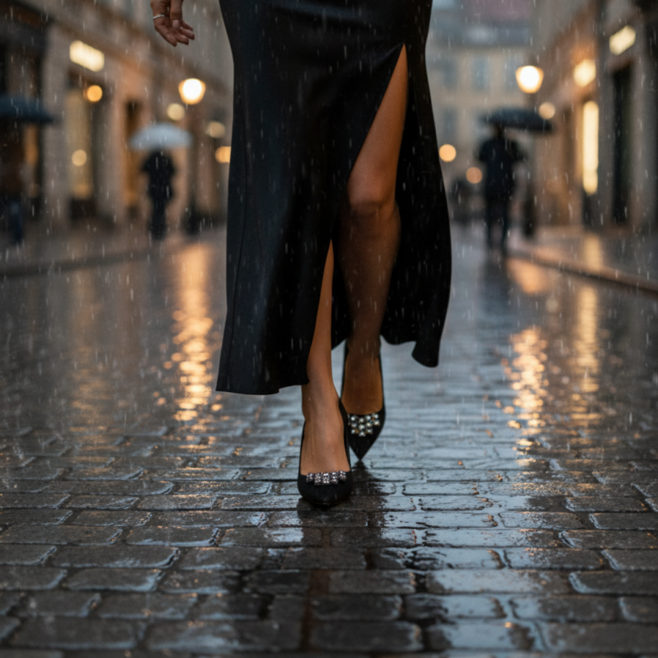 Süet Taş Detaylı Sivri Burun Topuklu Ayakkabı