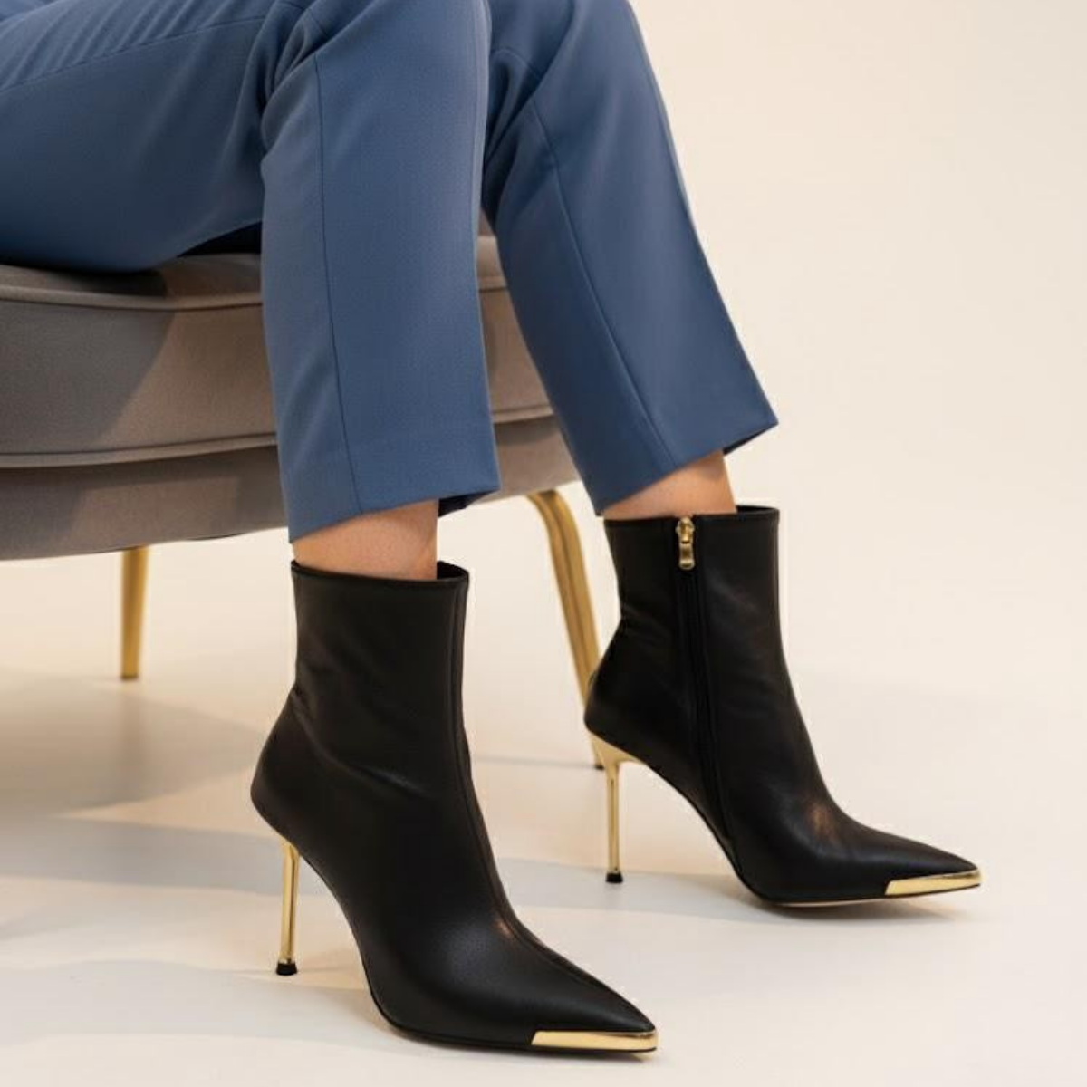 Gold Sivri Burun İnce Topuklu Bot